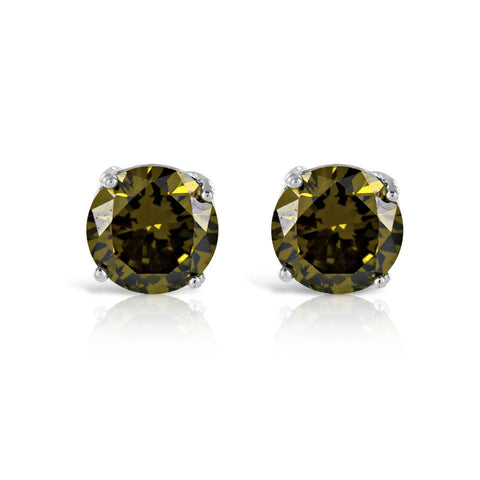 Olive Green 2ct Tourmaline Earrings - www.sparklingjewellery.com