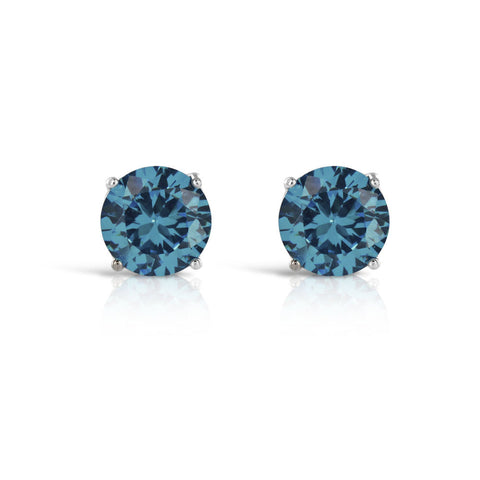 London Topaz 1 Carat Round Stud Earrings - www.sparklingjewellery.com