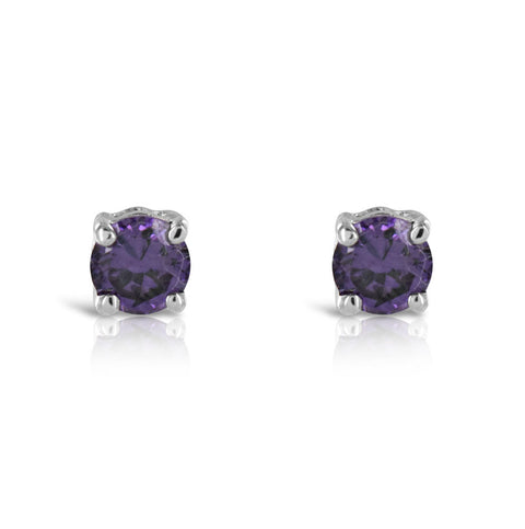 Amethyst Half Carat Sterling Silver Stud Earrings - www.sparklingjewellery.com