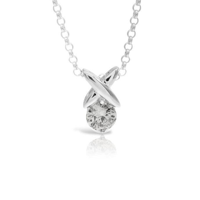 Kiss Solitaire Pendant Clear - www.sparklingjewellery.com