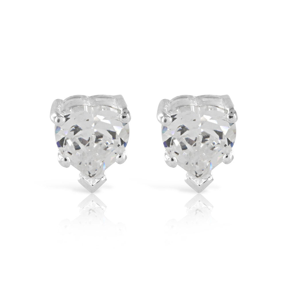Silver Heart Stud Earrings - www.sparklingjewellery.com