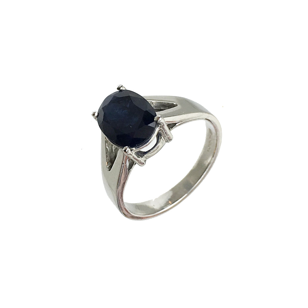 Blue Sapphire Oval Cut Ring - www.sparklingjewellery.com