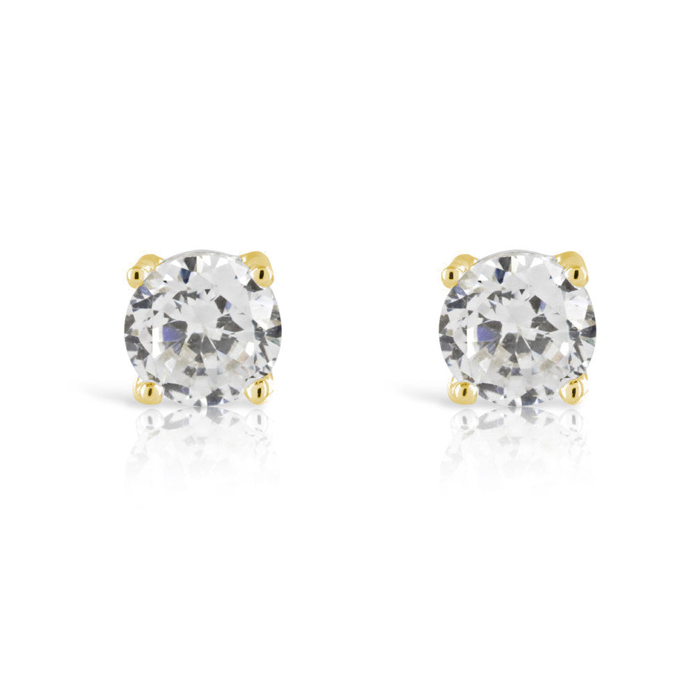 Gold 1ct Stud Simulated Diamond Earrings - www.sparklingjewellery.com