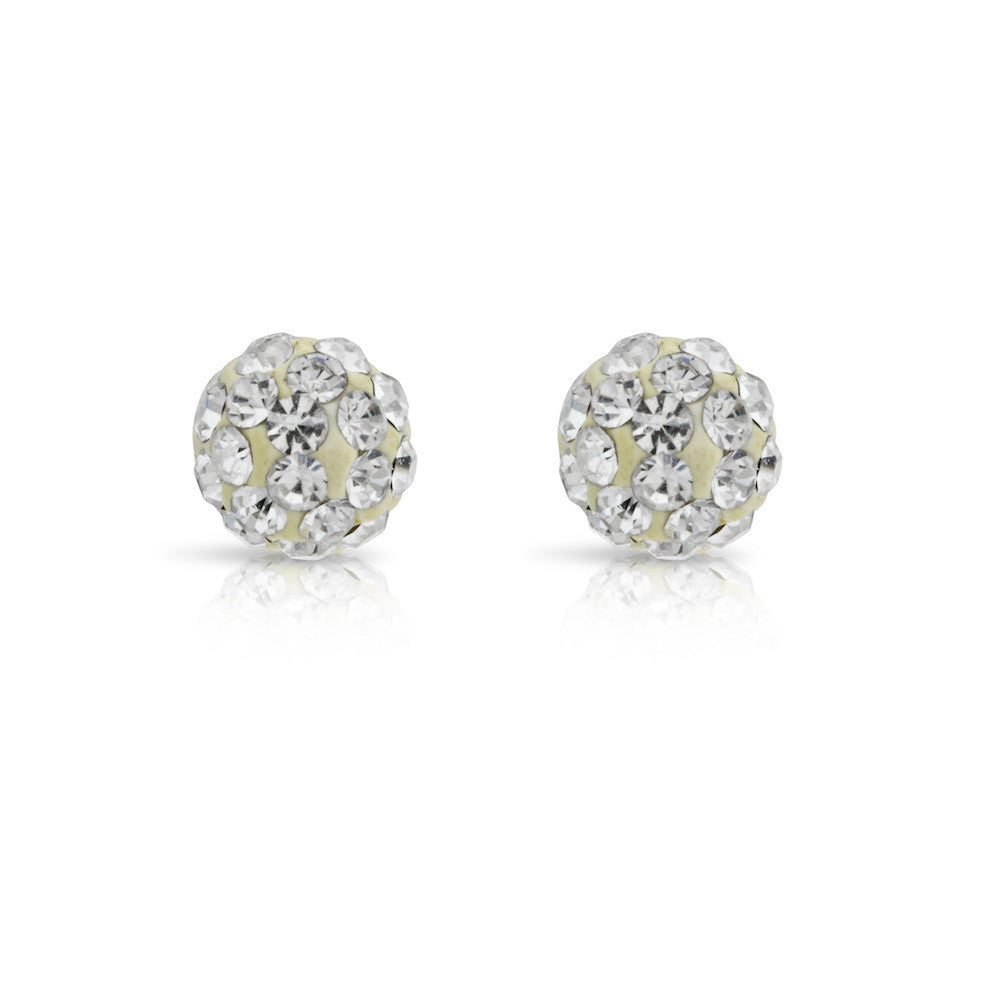 Shamballa Silver Ball Earrings - www.sparklingjewellery.com