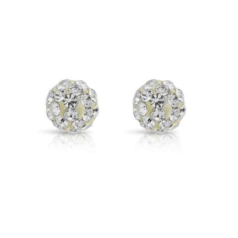 Shamballa Silver Ball Earrings - www.sparklingjewellery.com