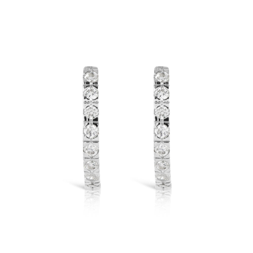 CZ Silver Hoop Earrings - www.sparklingjewellery.com