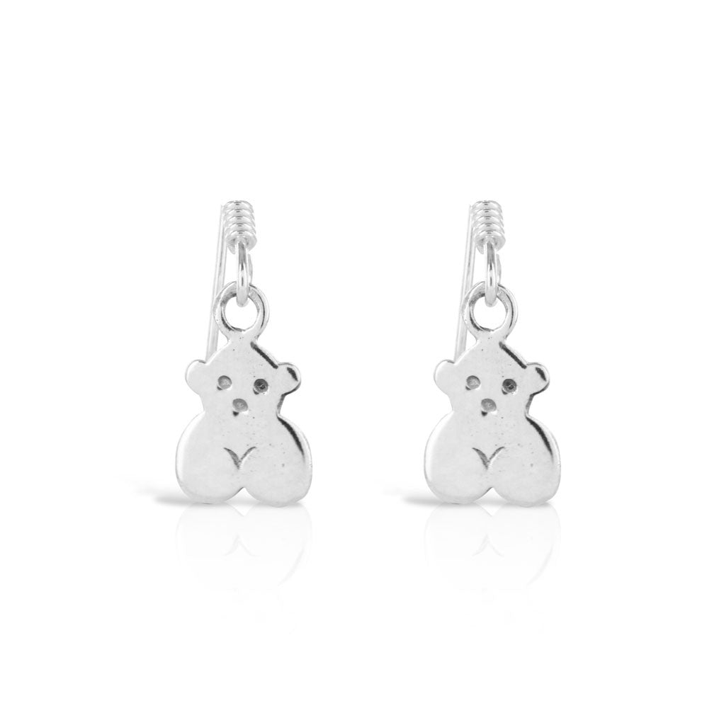 Silver Teddy Bear Earrings - www.sparklingjewellery.com