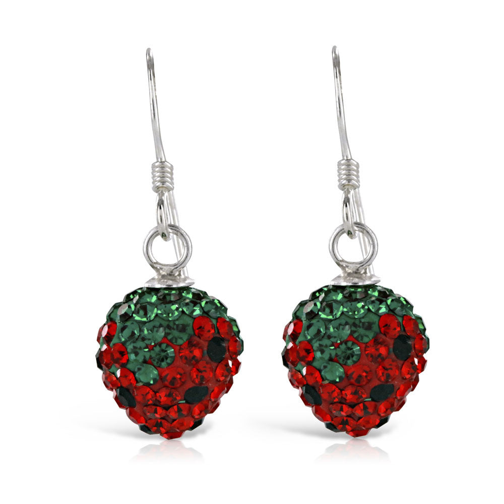 Crystal Silver Strawberry Earrings - www.sparklingjewellery.com