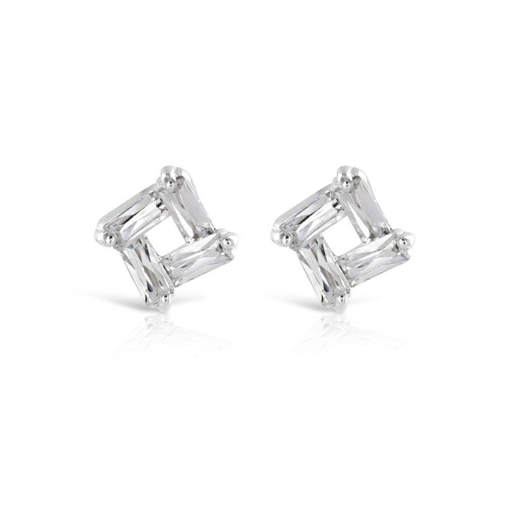 Abstract Silver Stud Earrings - www.sparklingjewellery.com