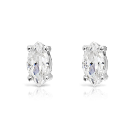 Marquise Cut Simulated Diamond Silver Stud Earrings - www.sparklingjewellery.com