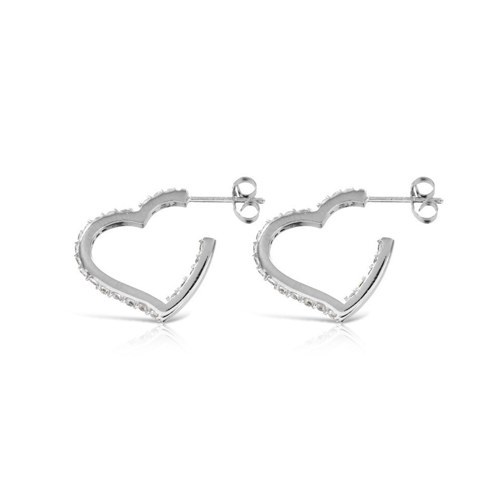 Heart Hoop Silver Stud Earrings - www.sparklingjewellery.com