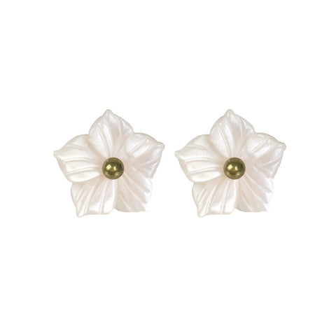 Pink Flower Mother of Pearl Earrings - www.sparklingjewellery.com