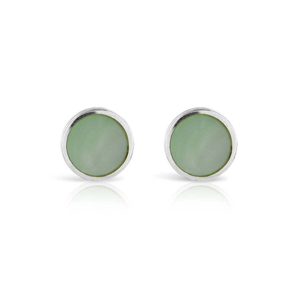 Mint Green Silver Shell Earrings - www.sparklingjewellery.com