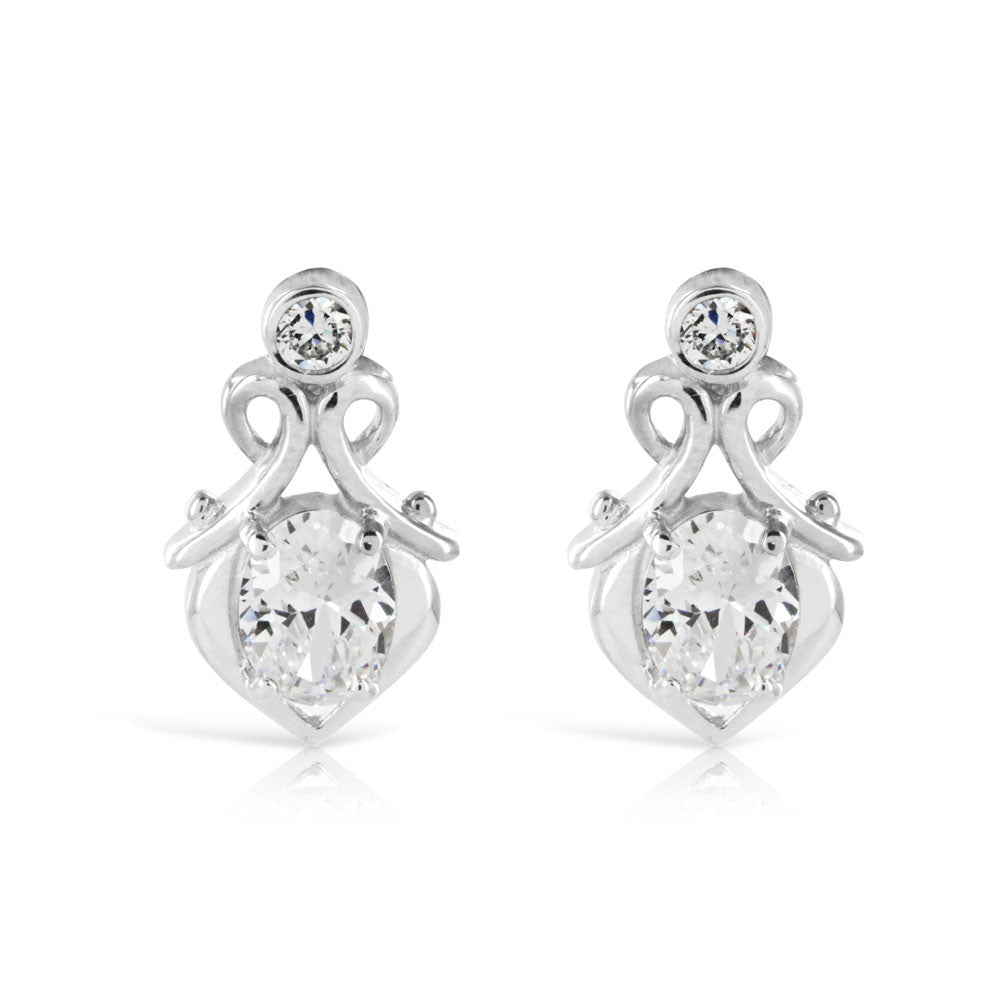 Edwardian Style Silver Drop Earrings - www.sparklingjewellery.com