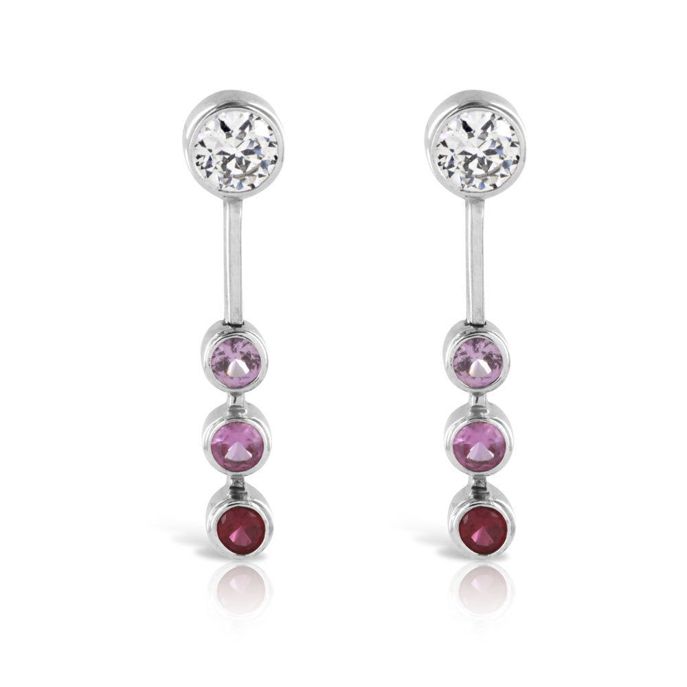 Pink Garnet Drop  Sterling Silver Earrings - www.sparklingjewellery.com
