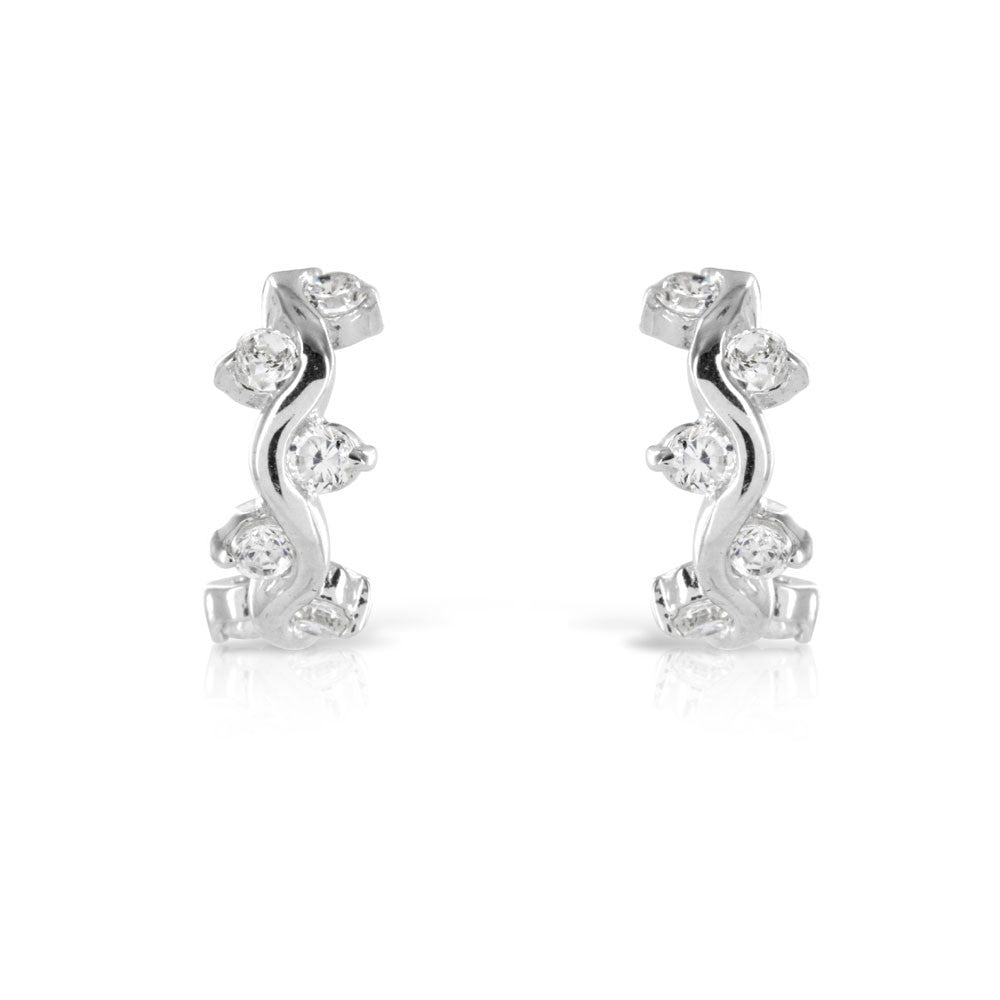 Vine Silver Loop Earrings - www.sparklingjewellery.com