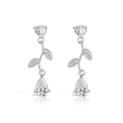 Organic Bridal Silver Dangle Earrings - www.sparklingjewellery.com