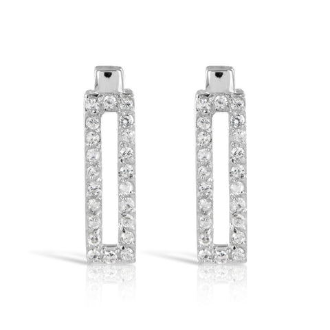 Micro Pave Rectangular Silver Earrings - www.sparklingjewellery.com