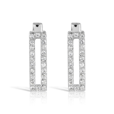 Micro Pave Rectangular Silver Earrings - www.sparklingjewellery.com