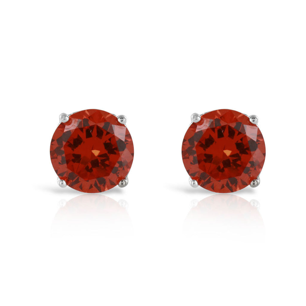 Ruby Red Sterling Silver Stud Earrings - www.sparklingjewellery.com