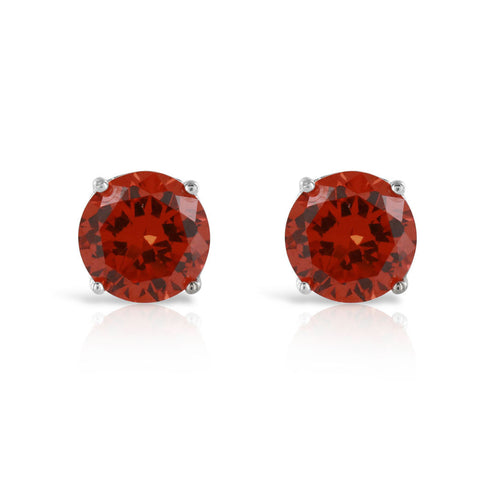 Ruby Red Sterling Silver Stud Earrings - www.sparklingjewellery.com