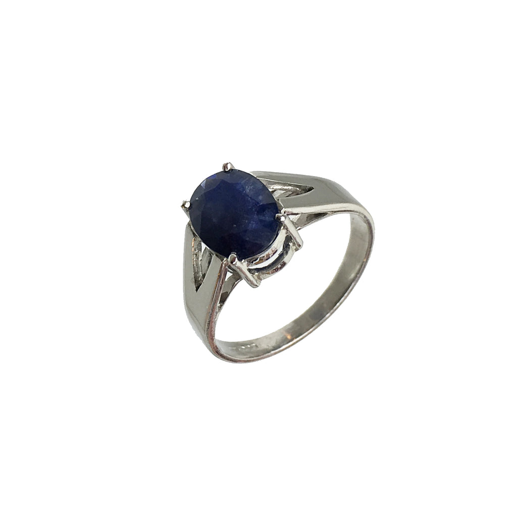 Blue Sapphire Oval Cut Ring - www.sparklingjewellery.com