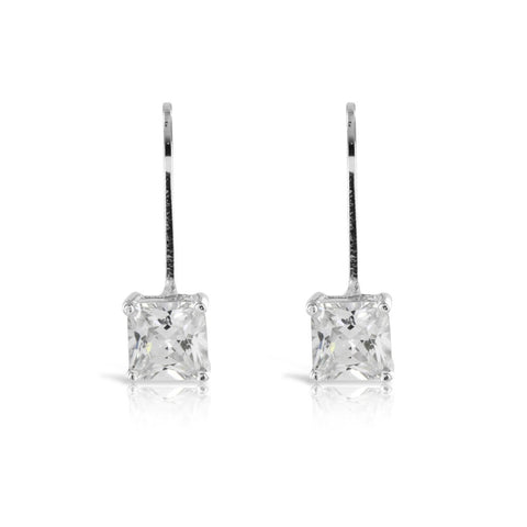 Princess Cut Drop Earrings - www.sparklingjewellery.com