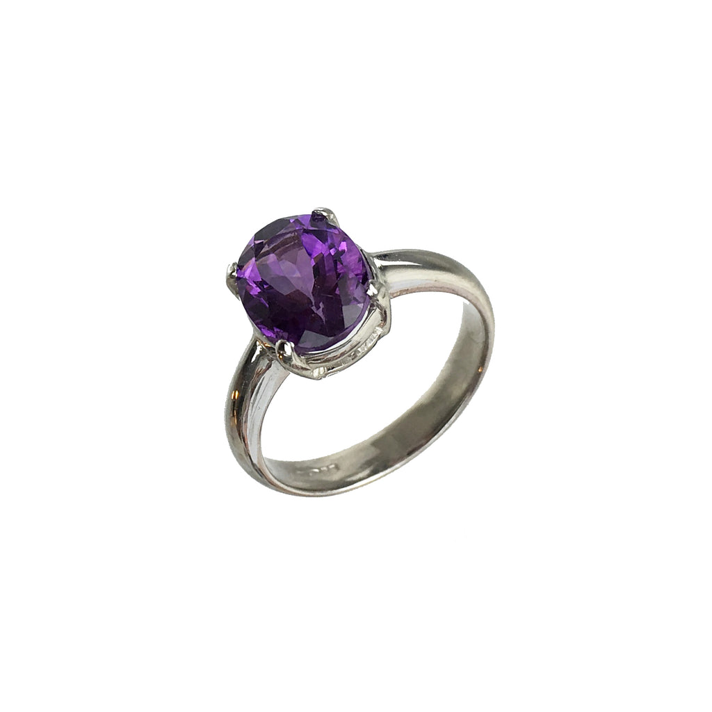 Oval Amethyst Purple Ring - www.sparklingjewellery.com
