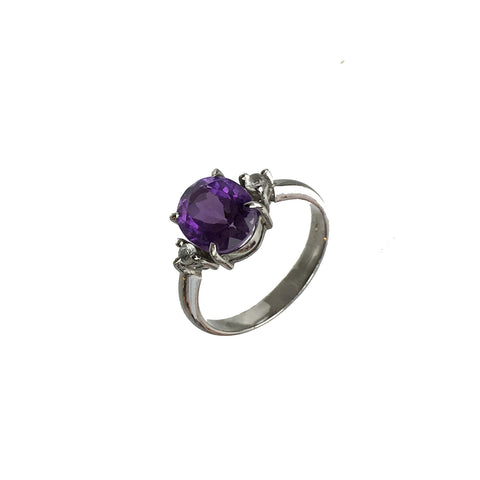 Oval Amethyst and White Topaz Dress Ring - www.sparklingjewellery.com
