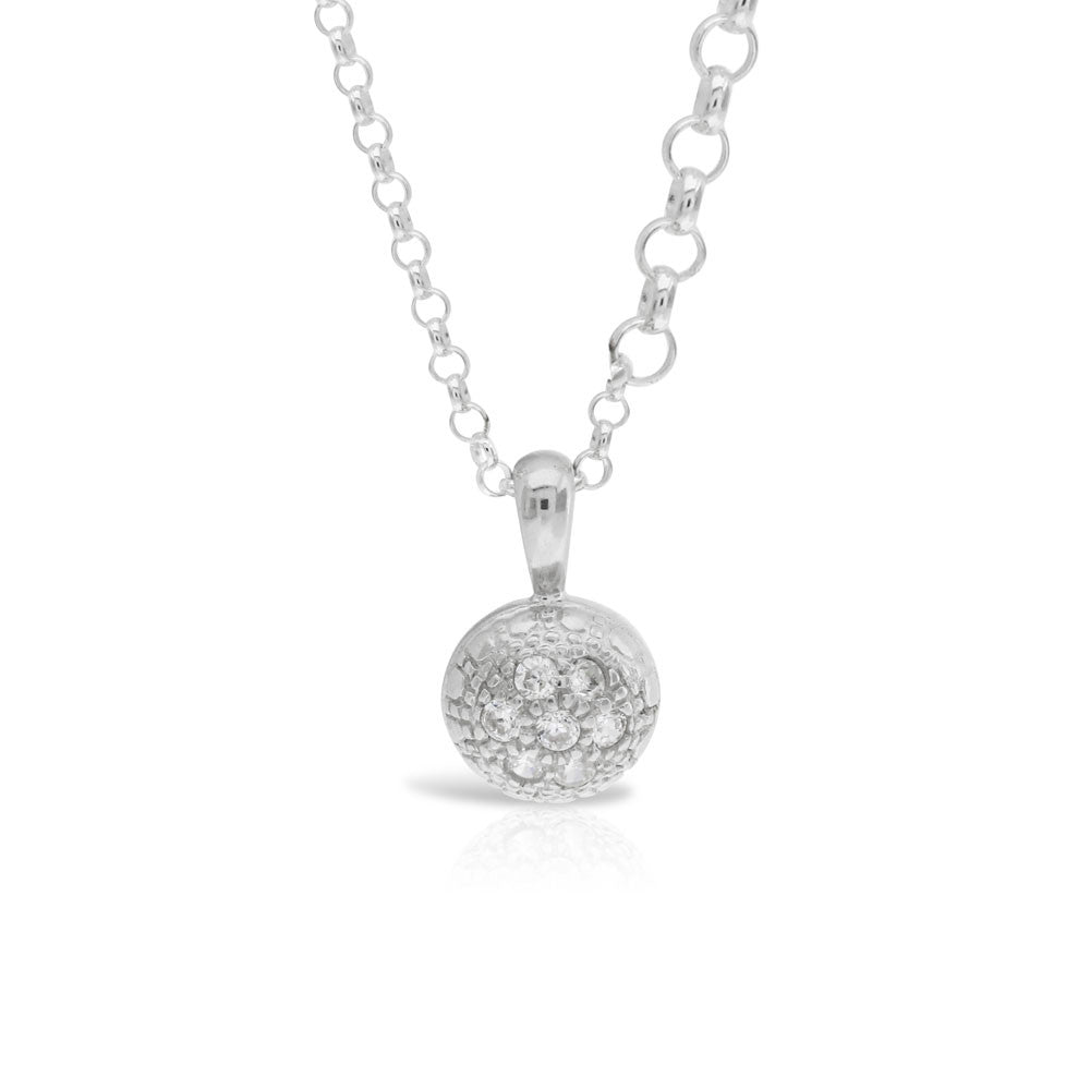 Domed Pave Silver Pendant - www.sparklingjewellery.com