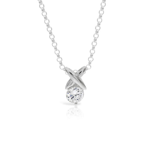 Silver Kiss Solitaire Pendant Clear - www.sparklingjewellery.com