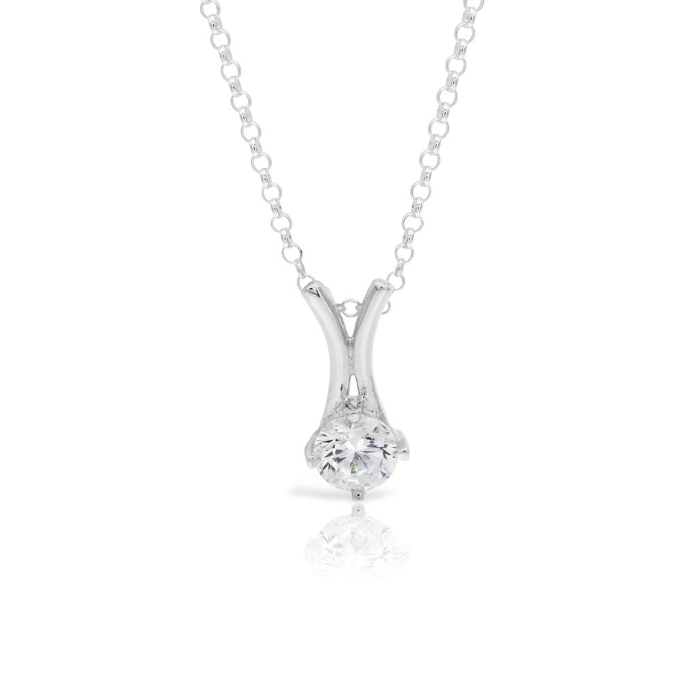 Silver Solitaire Pendant - www.sparklingjewellery.com
