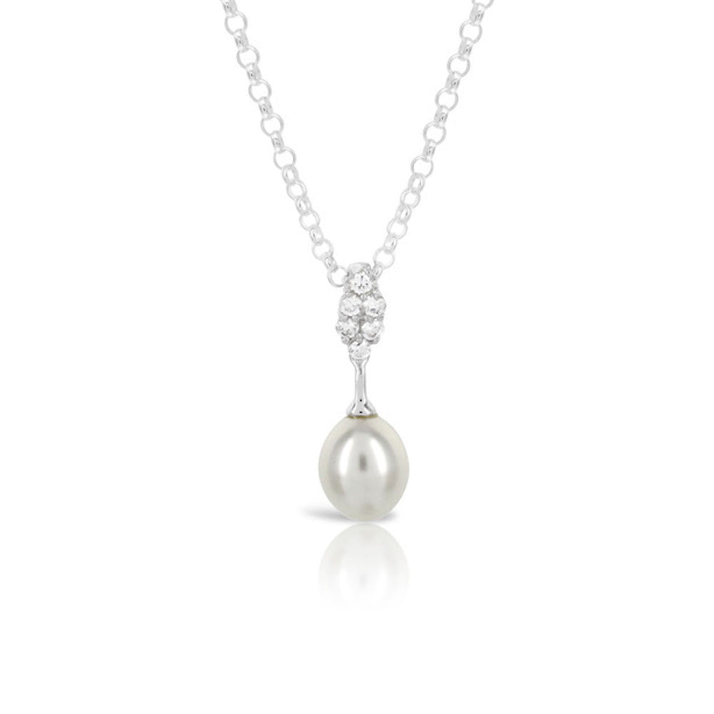 Silver Drop Pearl Pendant - www.sparklingjewellery.com