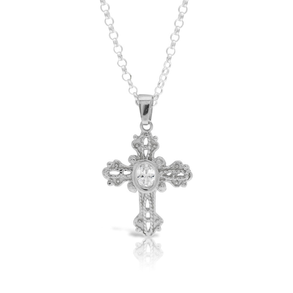 Silver Cross Pendant - www.sparklingjewellery.com