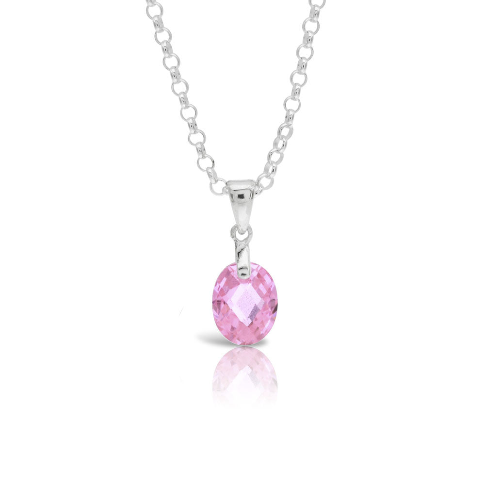 Silver Pink Sapphire Pendant - www.sparklingjewellery.com