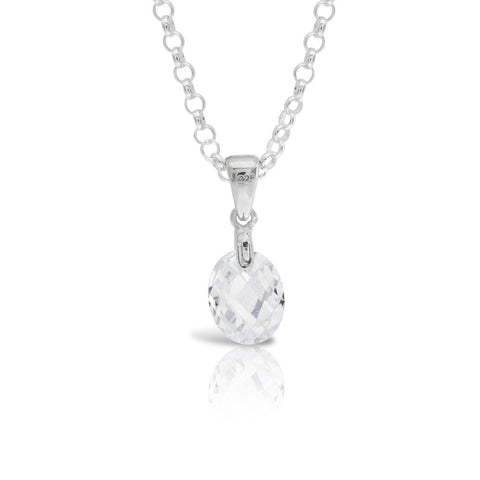 Silver Oval Pendant - www.sparklingjewellery.com