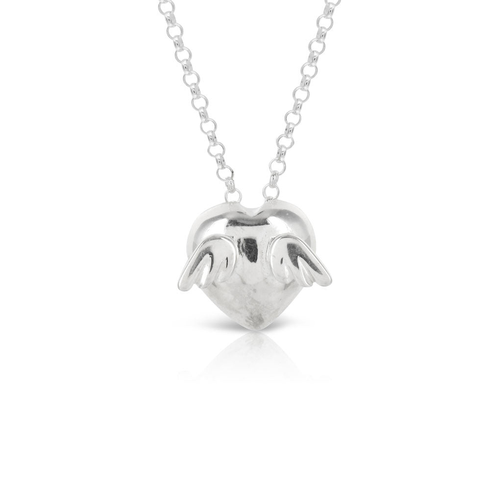 Silver Winged Heart Pendant - www.sparklingjewellery.com