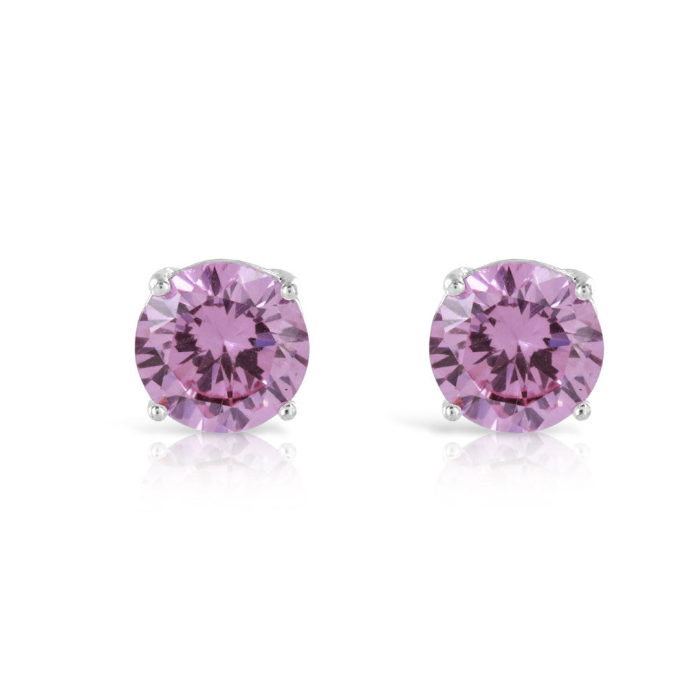 Pink Sapphire 2 Carat Silver Stud Earrings - www.sparklingjewellery.com