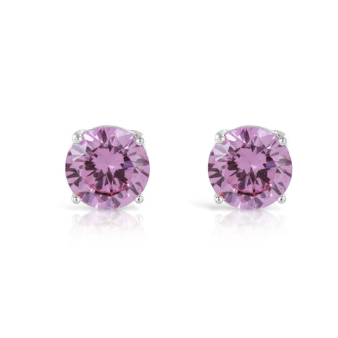 Pink Sapphire 2 Carat Silver Stud Earrings - www.sparklingjewellery.com