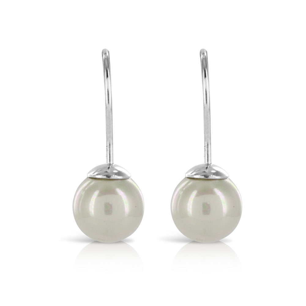 Silver Pearl Drop Earrings - www.sparklingjewellery.com