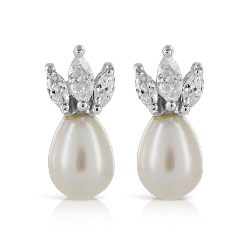 Pearl Regal Silver Earrings - www.sparklingjewellery.com