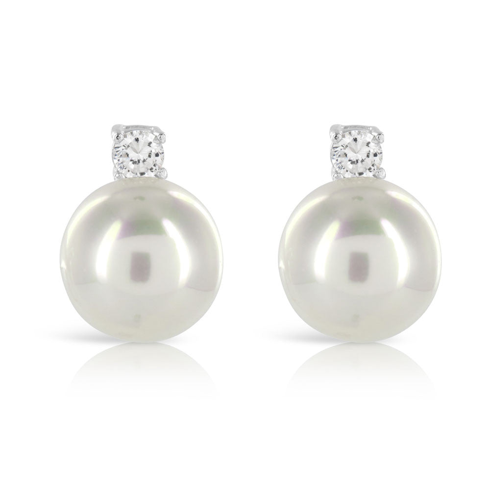 Classic Pearl Simulated Diamond Earrings - www.sparklingjewellery.com