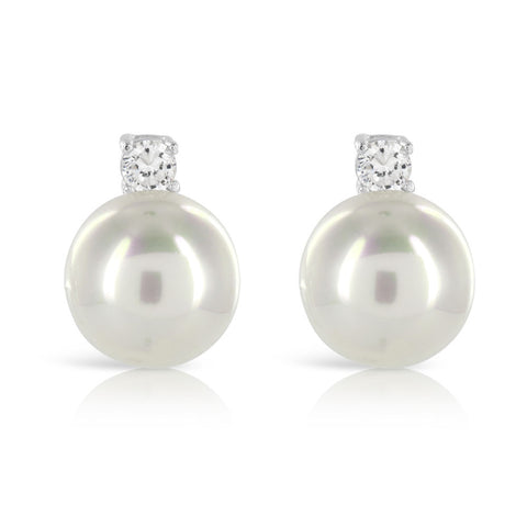 Classic Pearl Simulated Diamond Earrings - www.sparklingjewellery.com