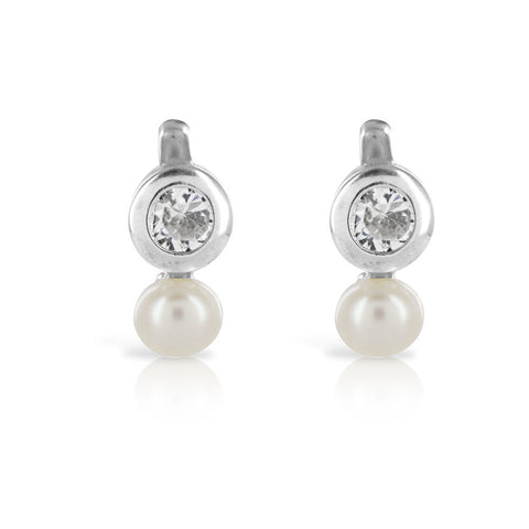 Silver Pearl Stud Earrings - www.sparklingjewellery.com