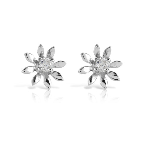 Gerbra Flower Silver Earrings - www.sparklingjewellery.com