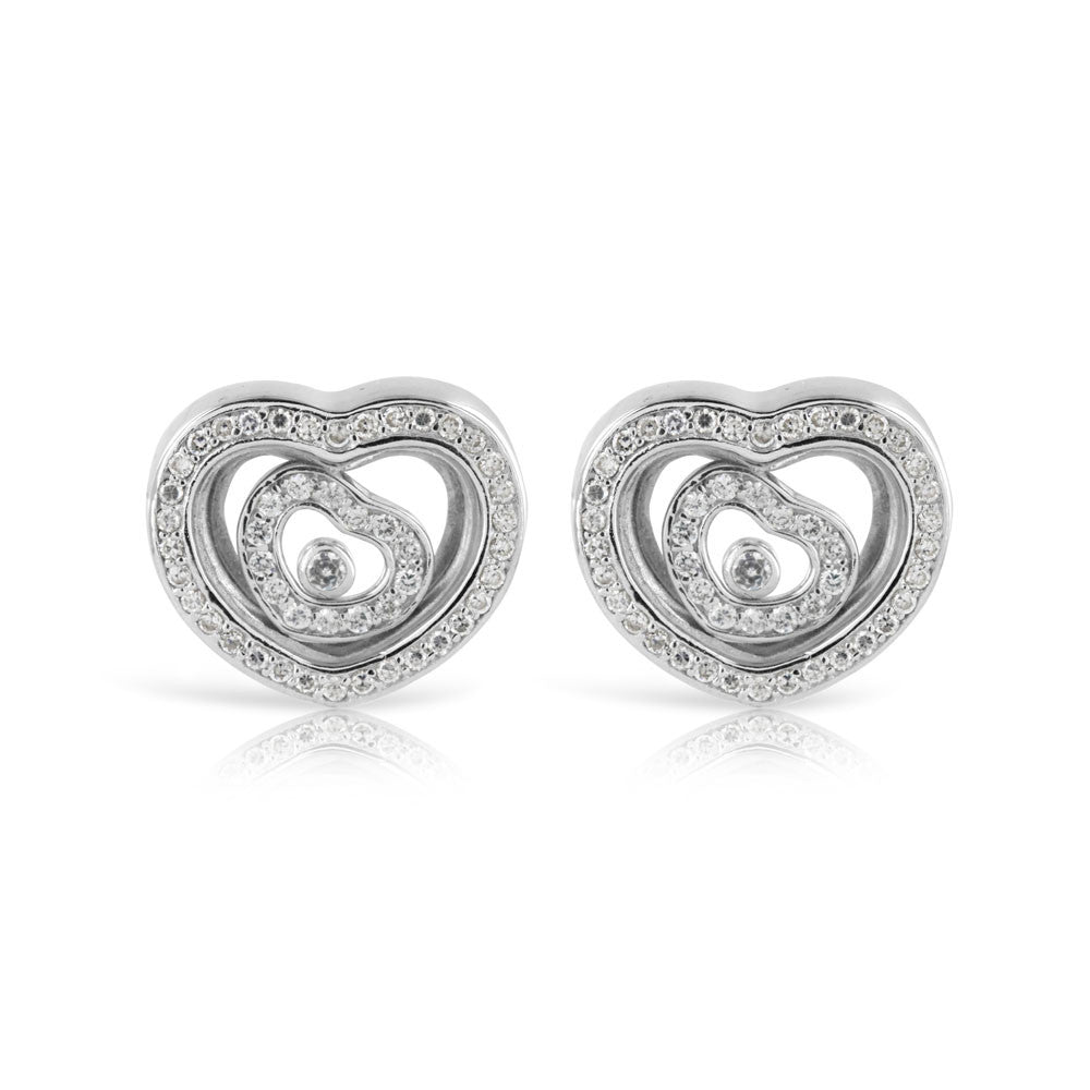 Happy Heart Sterling Silver Memory Earrings - www.sparklingjewellery.com