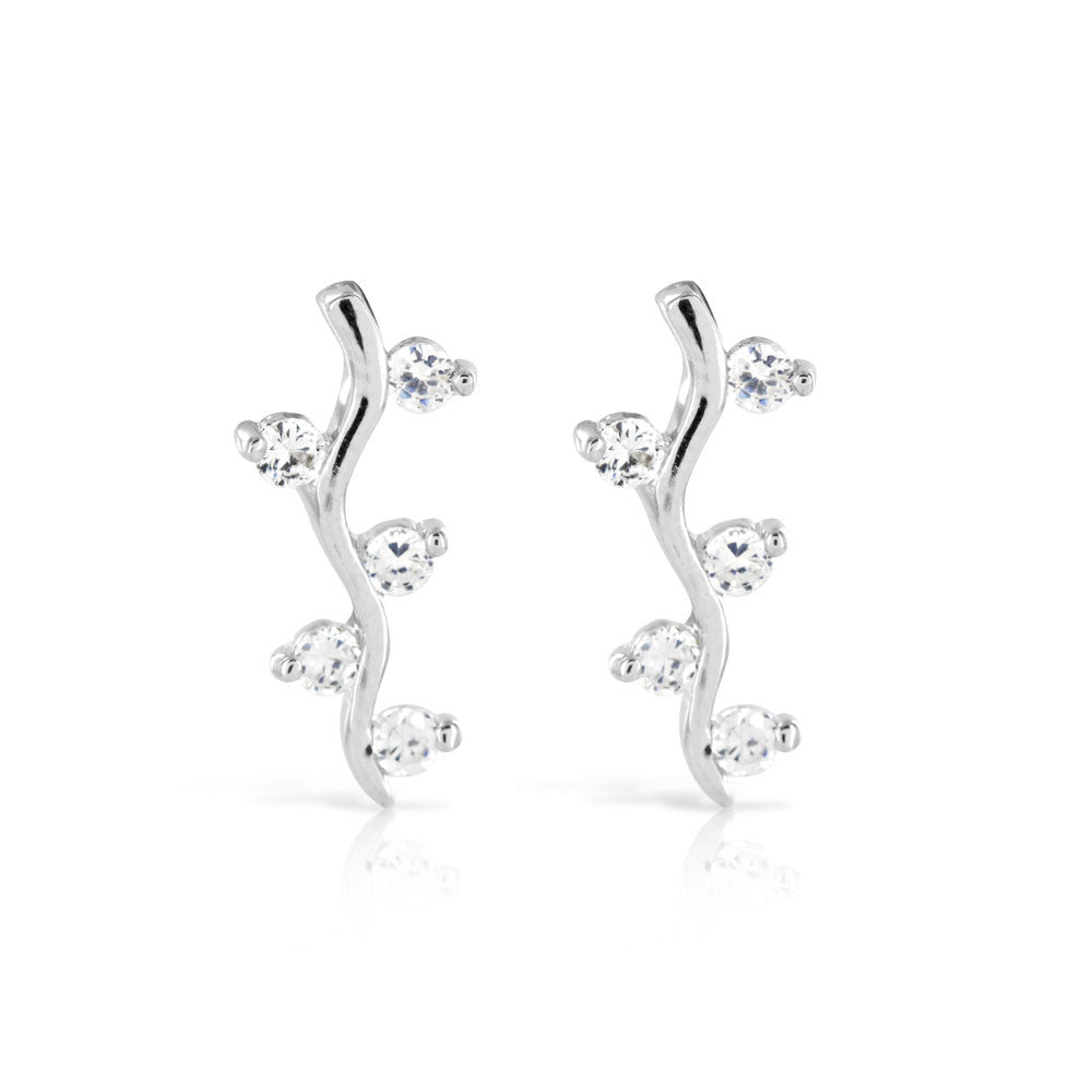 Silver Twig Earrings - www.sparklingjewellery.com