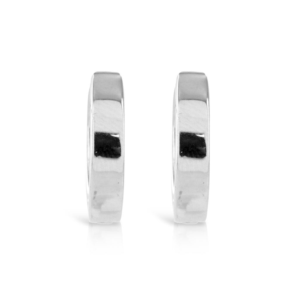 Plain Sterling Silver Huggy Earrings - www.sparklingjewellery.com