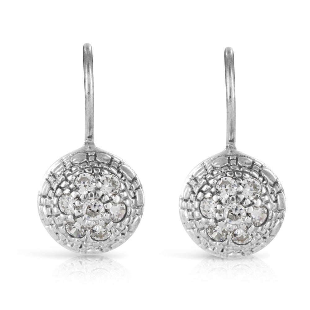 Dome Pave Silver Earrings - www.sparklingjewellery.com