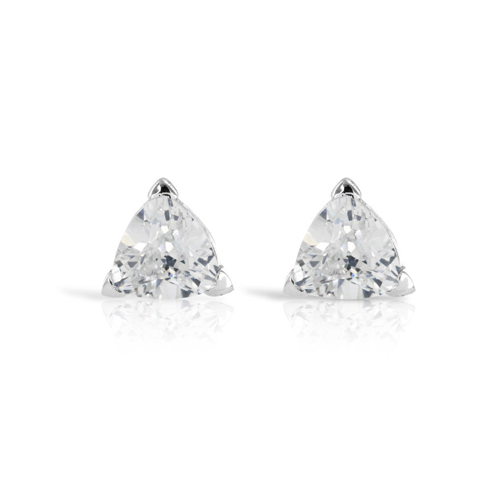 Trillion Cut Silver Stud Earrings - www.sparklingjewellery.com